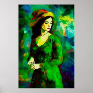 Affiche Femme en Casquette