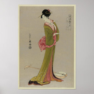 Affiche Femme En Kimono Art Vintage Japonais