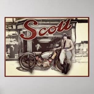 Affiche femme en moto