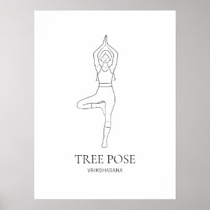 Affiche Femme en posture d'arbre Yoga Art en ligne minimal