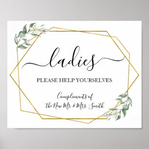 Affiche Femme en poudre mariage réception panneau vert