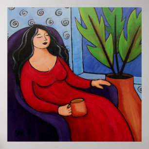 Affiche Femme en Red Relaxing