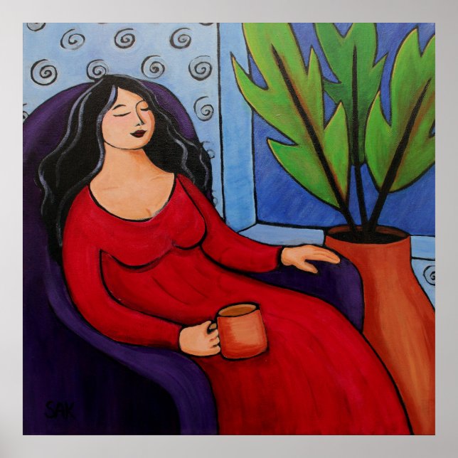 Affiche Femme en Red Relaxing (Devant)