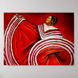 Affiche Femme en robe rouge