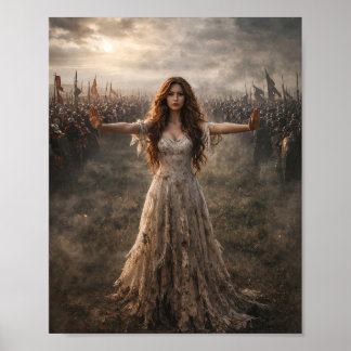 Affiche Femme entre l'affiche du front de guerre