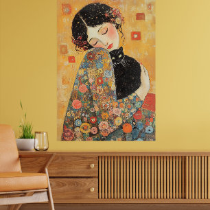 Affiche Femme et chat inspirés par Klimt