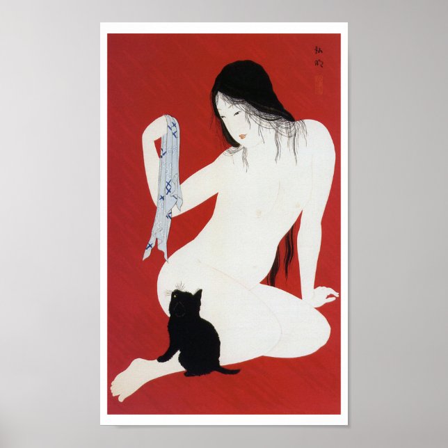 Affiche Femme et chat noir, Takahashi Shotei (Devant)