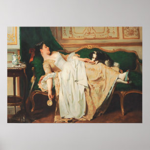 Affiche Femme et chien Vintage Portrait Art