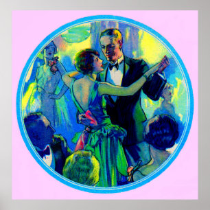 Affiche Femme et gentleman des années 1920 sur la piste de