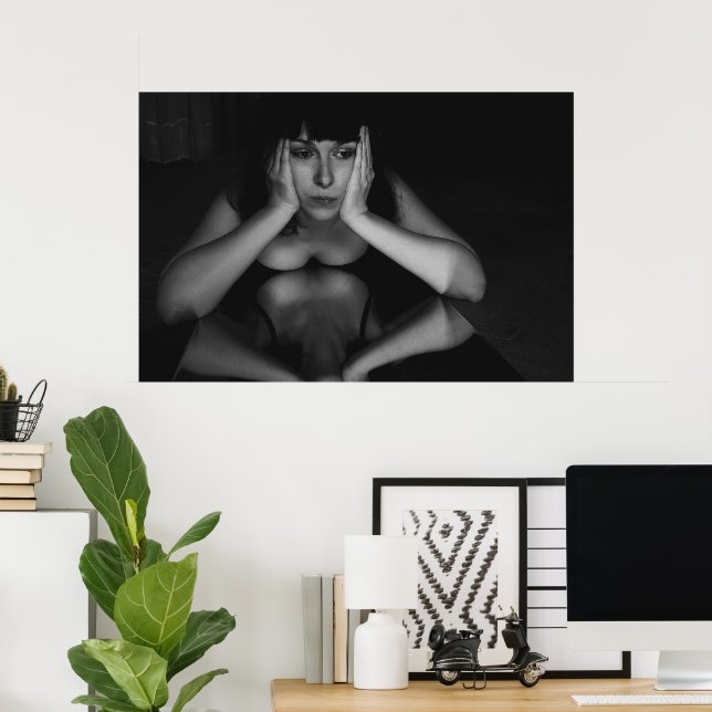 Affiche Femme et miroir (Bureau à domicile)