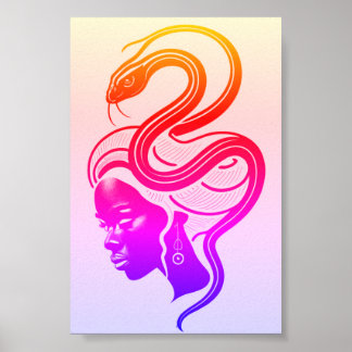 Affiche Femme et serpent en symbiose