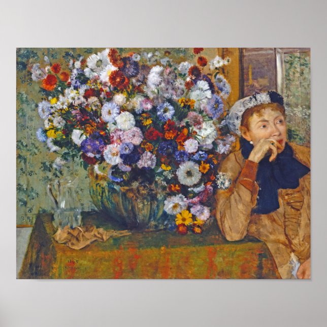 Affiche Femme et vase de fleurs, Edgar Degas (Devant)