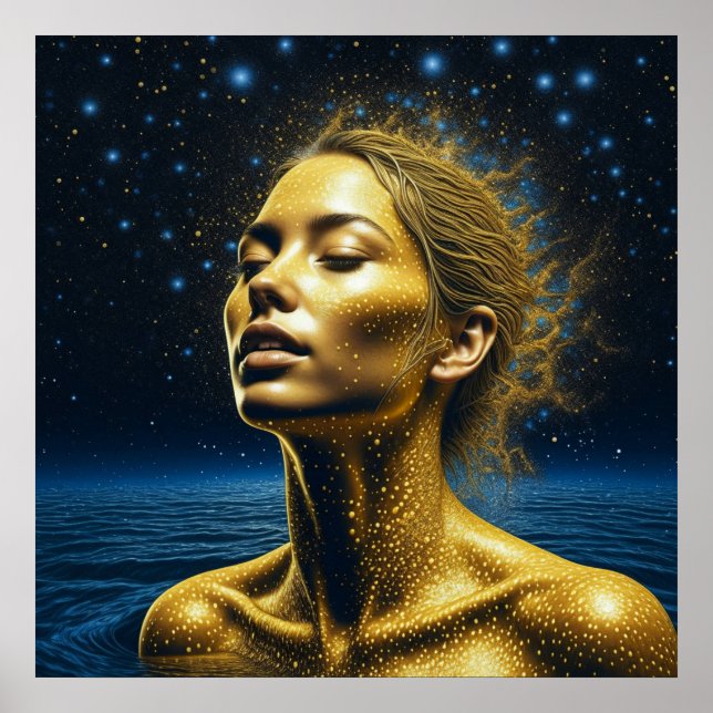 Affiche Femme éthérée méditant sous les étoiles (Devant)