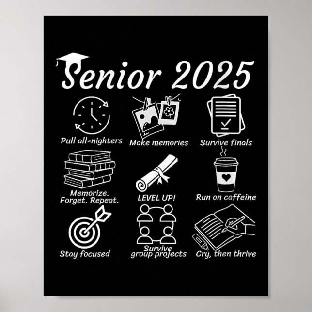 Affiche Femme Étudiante Supérieure - Drôle Cl De 2025 Grad (Devant)