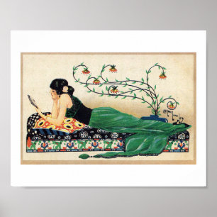 Affiche Femme, Exotique, Romantique, Voiture Postale Vinta