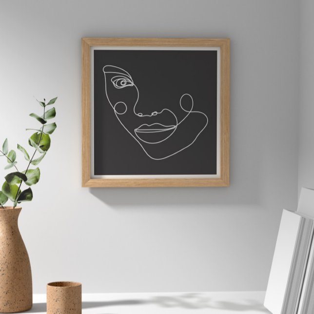 Affiche Femme Face Line Art noir et blanc (Créateur téléchargé)