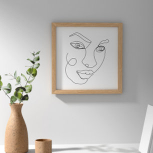 Affiche Femme Face Line Art noir et blanc