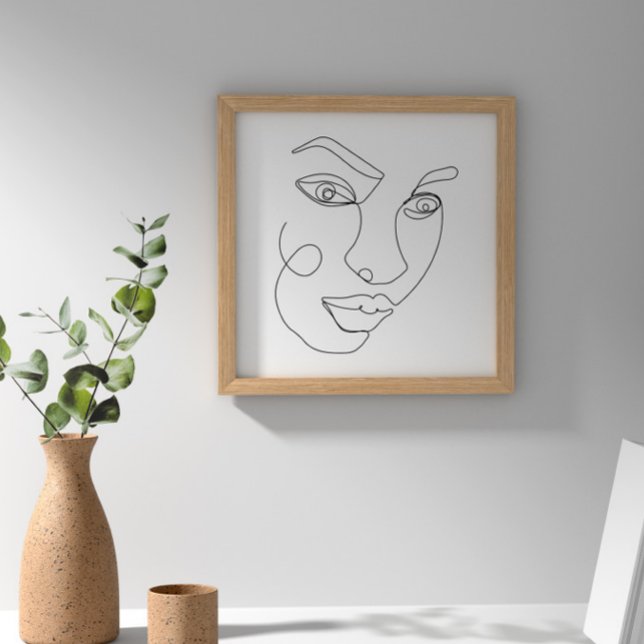 Affiche Femme Face Line Art noir et blanc (Créateur téléchargé)