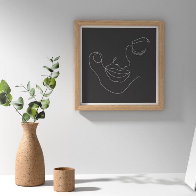 Affiche Femme Face Line Art noir et blanc (Créateur téléchargé)