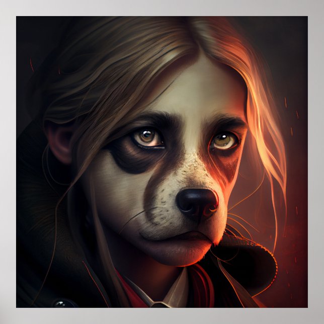 affiche femme fanatsy chien drole (Devant)