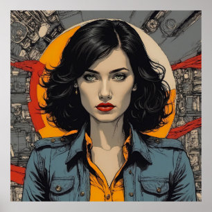 Affiche Femme Fatale Elégance : Noir Chic