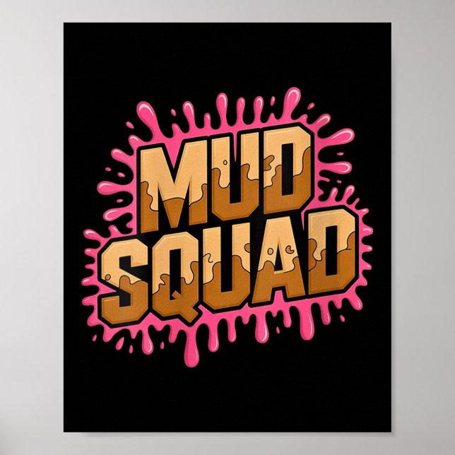 Affiche Femme Femme Muddy Mud Run Squad Mudding Courir (Devant)