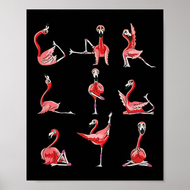 Affiche Femme Flamant Faisant Une Pose De Yoga Méditation  (Devant)