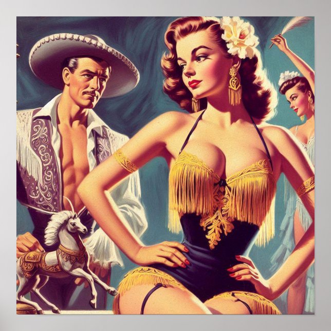 Affiche Femme flamenco vintage (Devant)