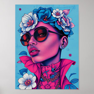 Affiche femme fleurs Afrique