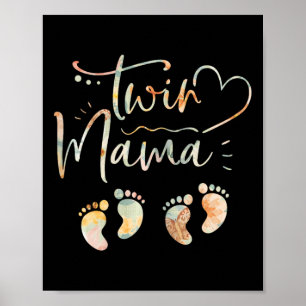 Affiche Femme Floral Twin Maman Maman Être Enceinte Avec D