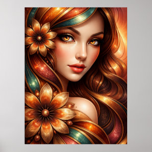 Affiche Femme florale radieuse représentée