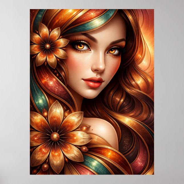 Affiche Femme florale radieuse représentée (Devant)