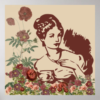 Affiche Femme Florale Vintage