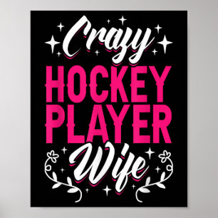 Affiche Femme folle de joueur de hockey Champ de hockey su