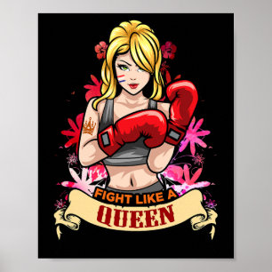 Affiche Femme Forte Autonomisée Boxe Kickboxing Fille Fitn