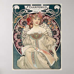 Affiche Femme française aux fleurs