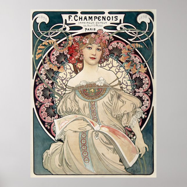 Affiche Femme française aux fleurs (Devant)