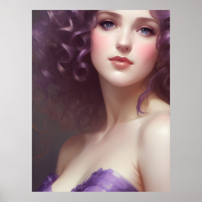 Affiche Femme frisonne en violet (Devant)