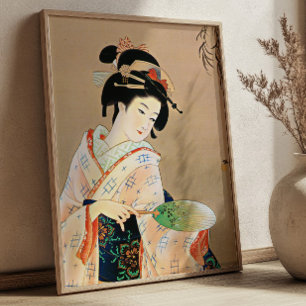 Affiche Femme geisha Estampe japonaise vintage Ukiyo-e