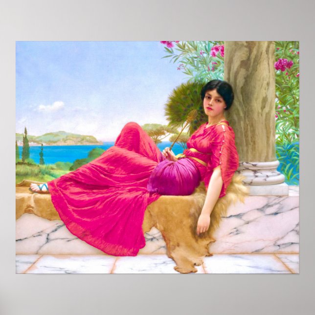 Affiche Femme géniale à Fuchsia par John William Godward (Devant)