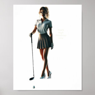 Affiche Femme Golfeuse Tenant Un Club De Golf Et Portant U
