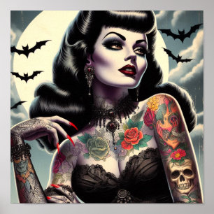 Affiche Femme gothique tatouée