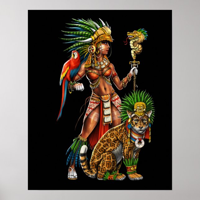 Affiche Femme guerrière Aztec Jaguar (Devant)