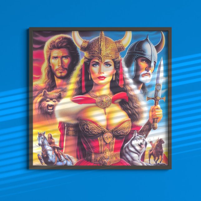 Affiche Femme guerrière viking vintage (Créateur téléchargé)