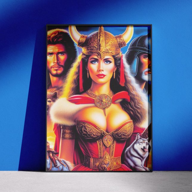 Affiche Femme guerrière Viking vintage (Créateur téléchargé)