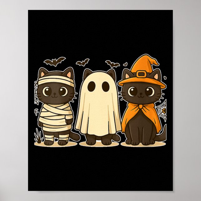 Affiche Femme Halloween Drôle Citrouille Halloween Chat No (Devant)