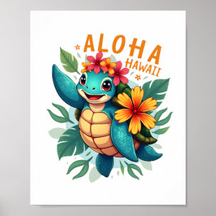Affiche Femme Hawaiienne-Chemise Aloha Hawaii