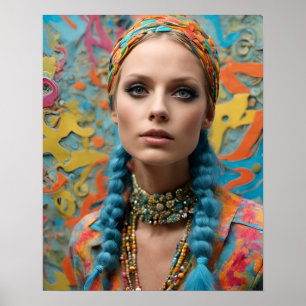 Affiche Femme Hippie Magnifique