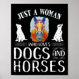Affiche Femme Horseck équitation Cowgirl Love Chien Cheval