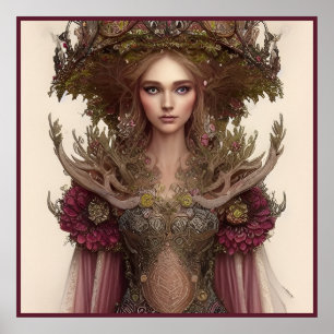 Affiche Femme Imaginaire de fleurs et de la nature